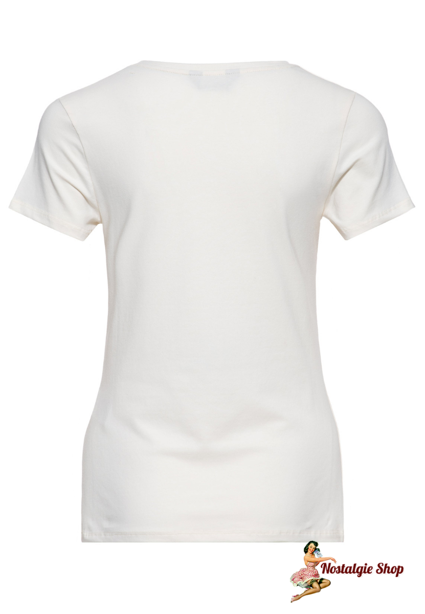 Queen Kerosin - T-SHIRT 'HIGH HEELS - HIGHER STANDARDS' IN OFFWHITE