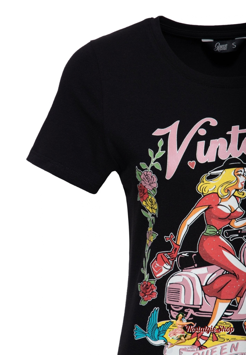 Queen Kerosin - T-Shirt 'Vintage Chic' in Schwarz