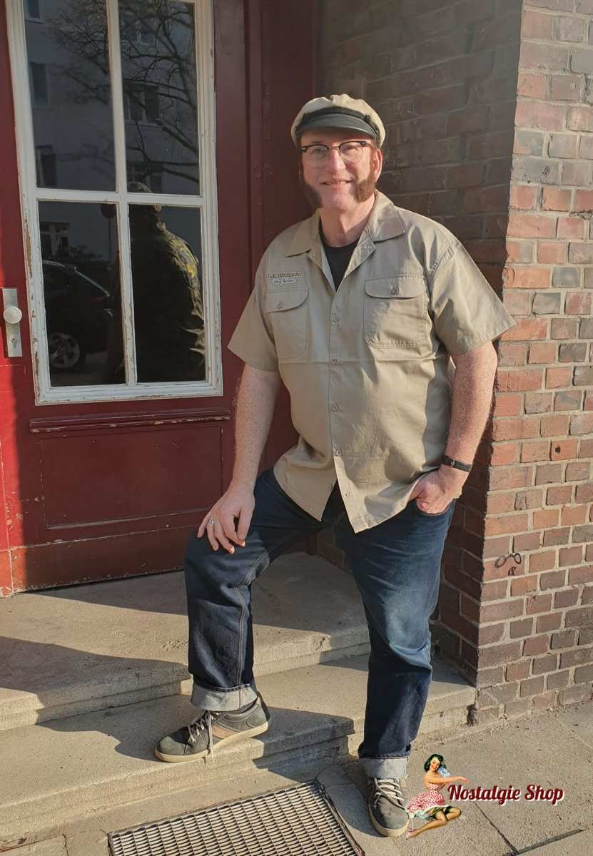 King Kerosin - WORKWEAR HEMD 'LONG BEACH MECHANIC DUDE' IN KHAKI