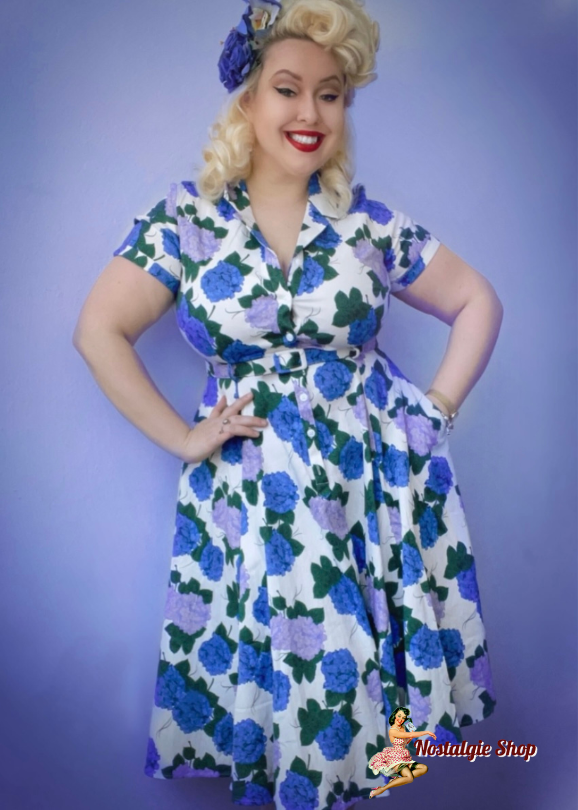 Collectif - Caterina Vintage Hortensia Swing Dress
