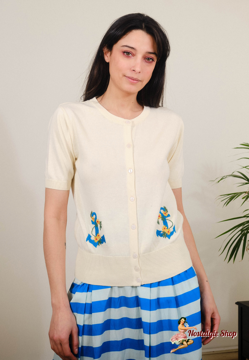 Pretty Vacant - Bestickter Anchor Cardigan