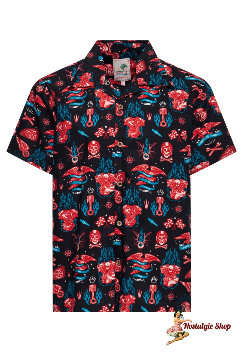 King Kerosin - HAWAIIHEMD 'KUSTOM KULTURE' IN SCHWARZ