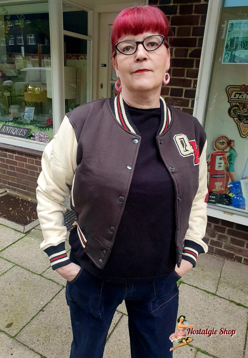Queen Kerosin - Collegejacke 'Purrfectly Rebellious' in Schwarz