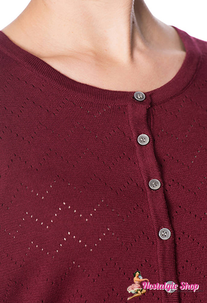 Banned Cardigan Pointelle - bordeaux