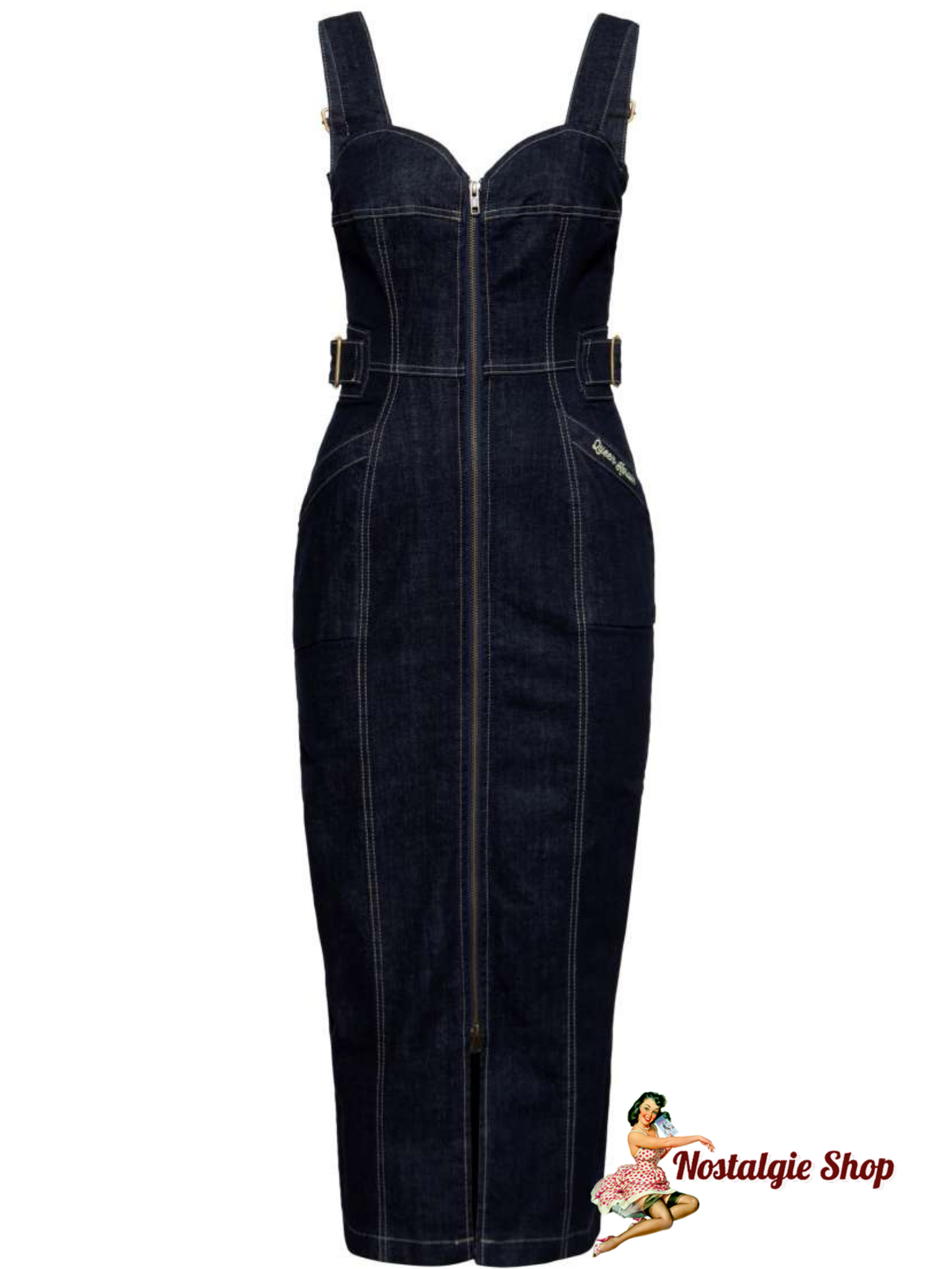 Denim Workwear Bleistiftkleid mit Trägertop nur noch XS