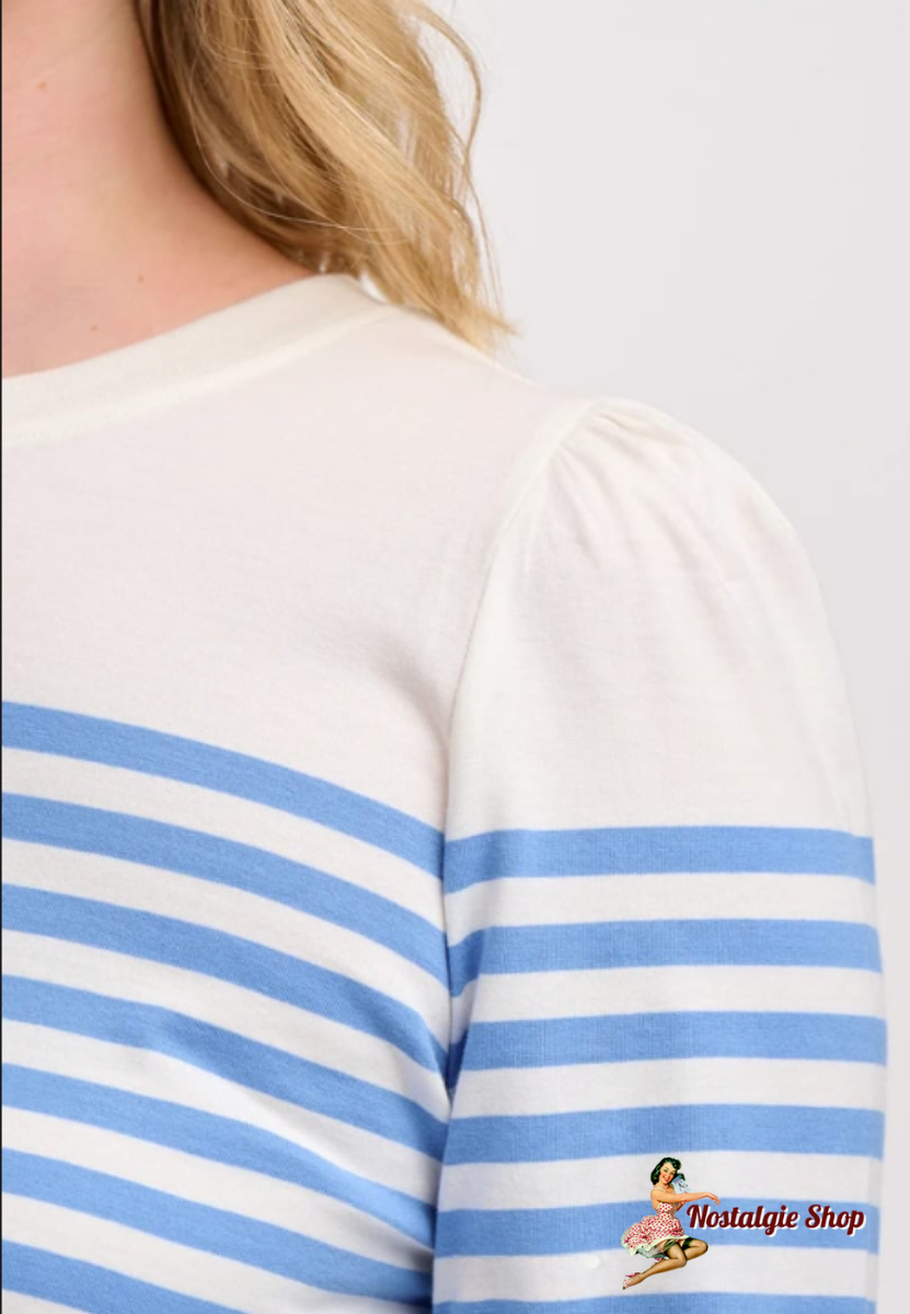 Sugarhill Brighton - Umah Jersey Top, Off White/French Blue Stripe
