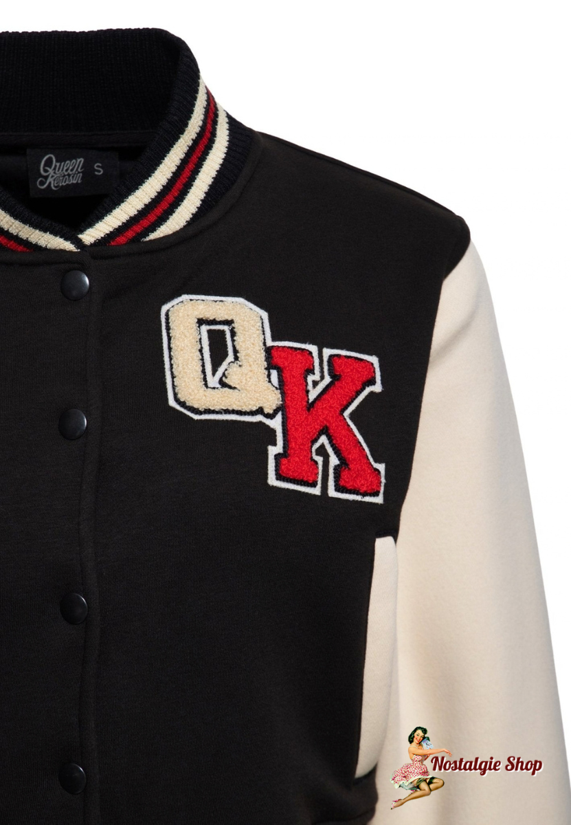 Queen Kerosin - Collegejacke 'Purrfectly Rebellious' in Schwarz