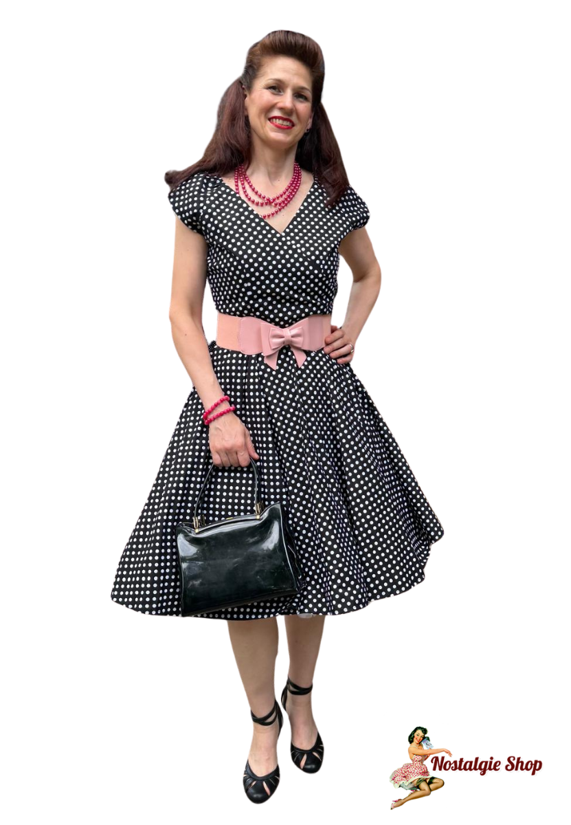 Tiki - Petticoat Kleid schwarz mit weißen Dots