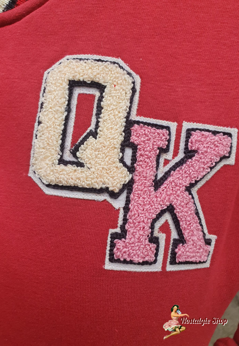 Queen Kerosin - Collegejacke 'I Don't Care' in Bordeaux