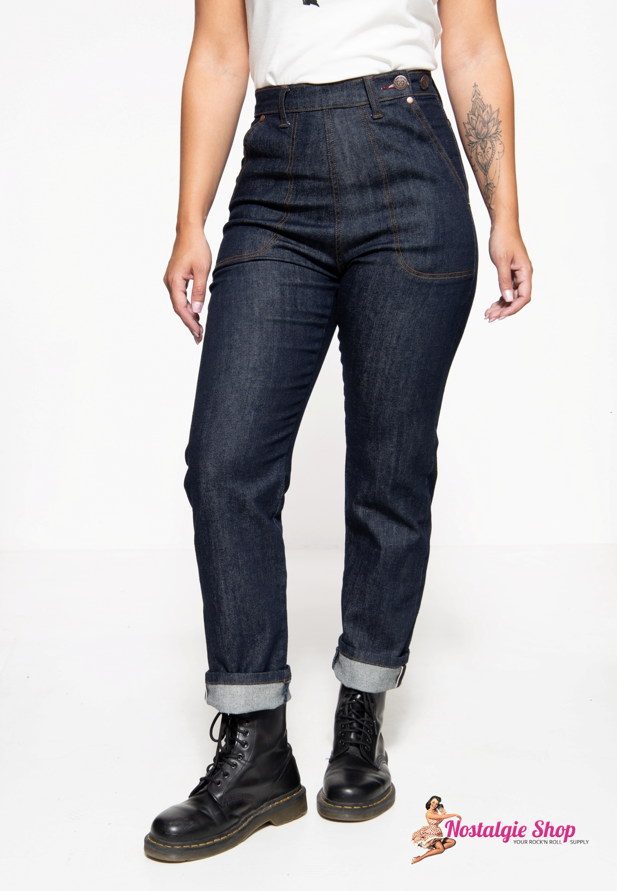 Queen Kerosin  50´s Vintage Jeans Red Selvedge - blue denim