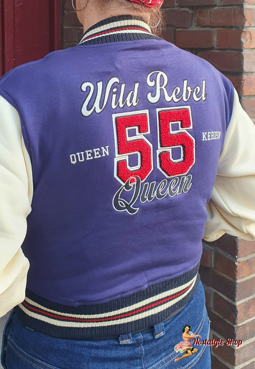 Queen Kerosin - COLLEGEJACKE 'WILD REBEL' IN BLAU
