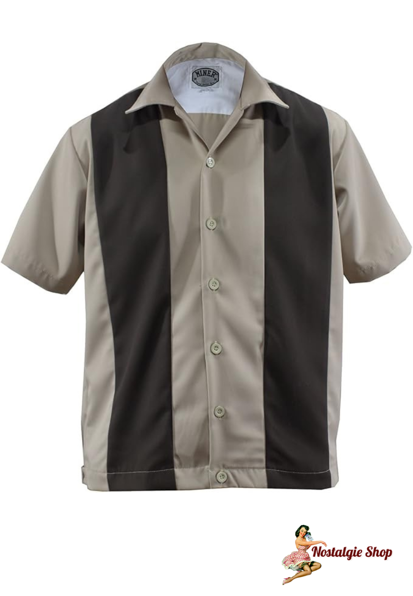 Miner 57 - Bowling Hemden im Hepcat Style Beige / schwarz