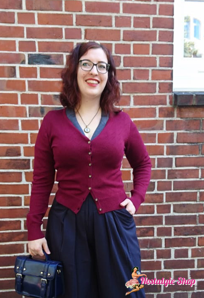 Banned Cardigan Pointelle - bordeaux