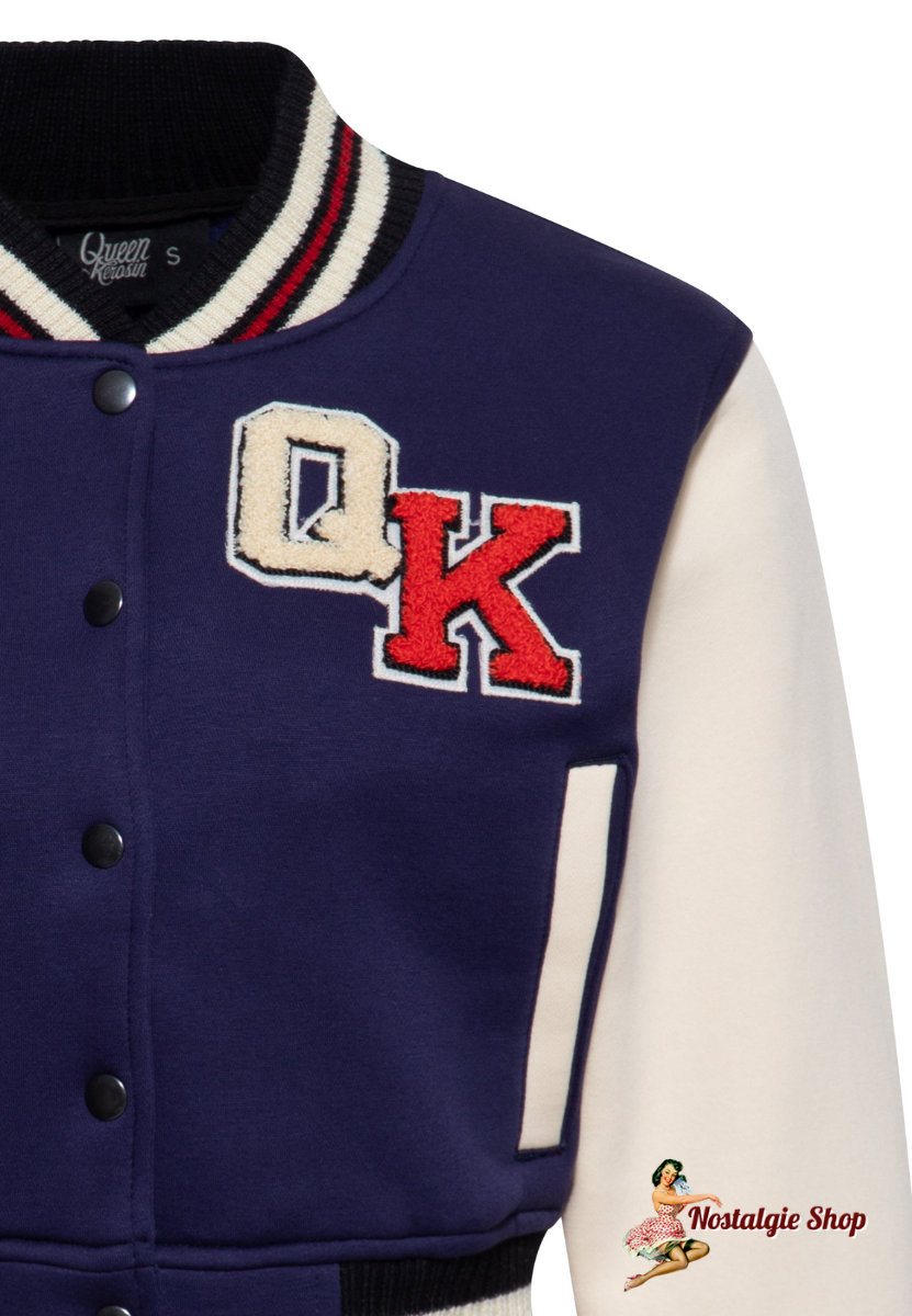 Queen Kerosin - COLLEGEJACKE 'WILD REBEL' IN BLAU
