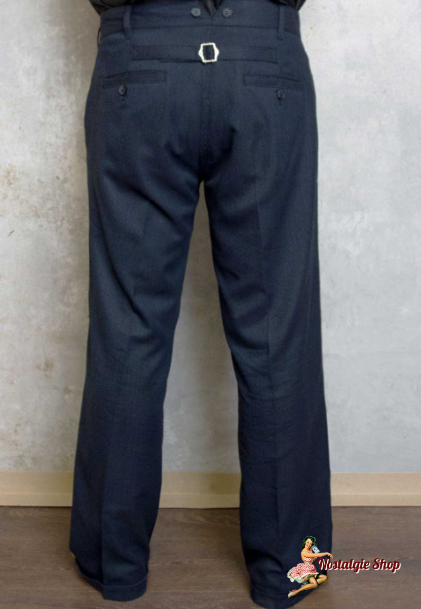 Rumble 59 - Vintage Loose Fit Pants New Jersey - Fischgrat blau
