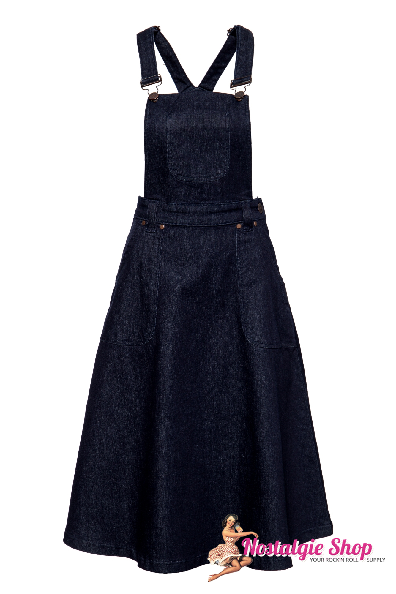 Queen Kerosin - Workwear Denim Latzkleid