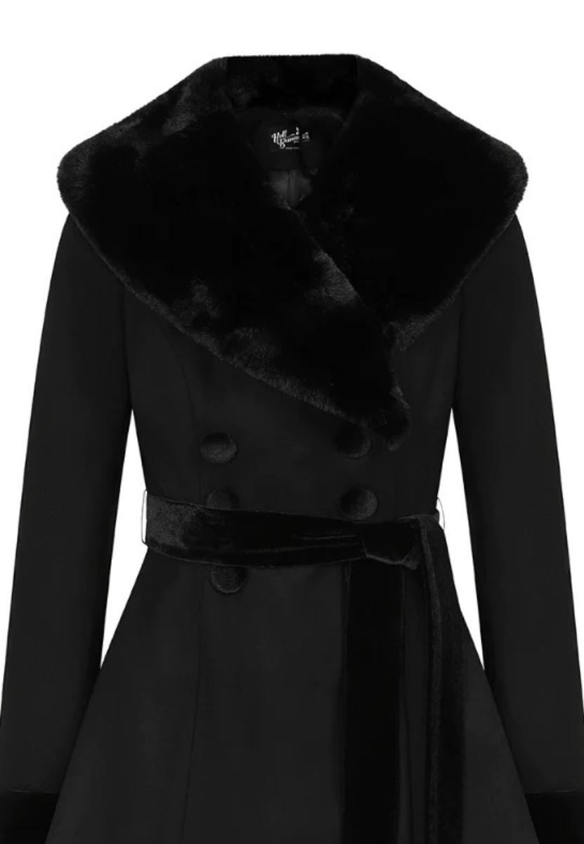 Hell Bunny - 50er Jahre Retro Vintage Winter Mantel - Simone Coat - Schwarz