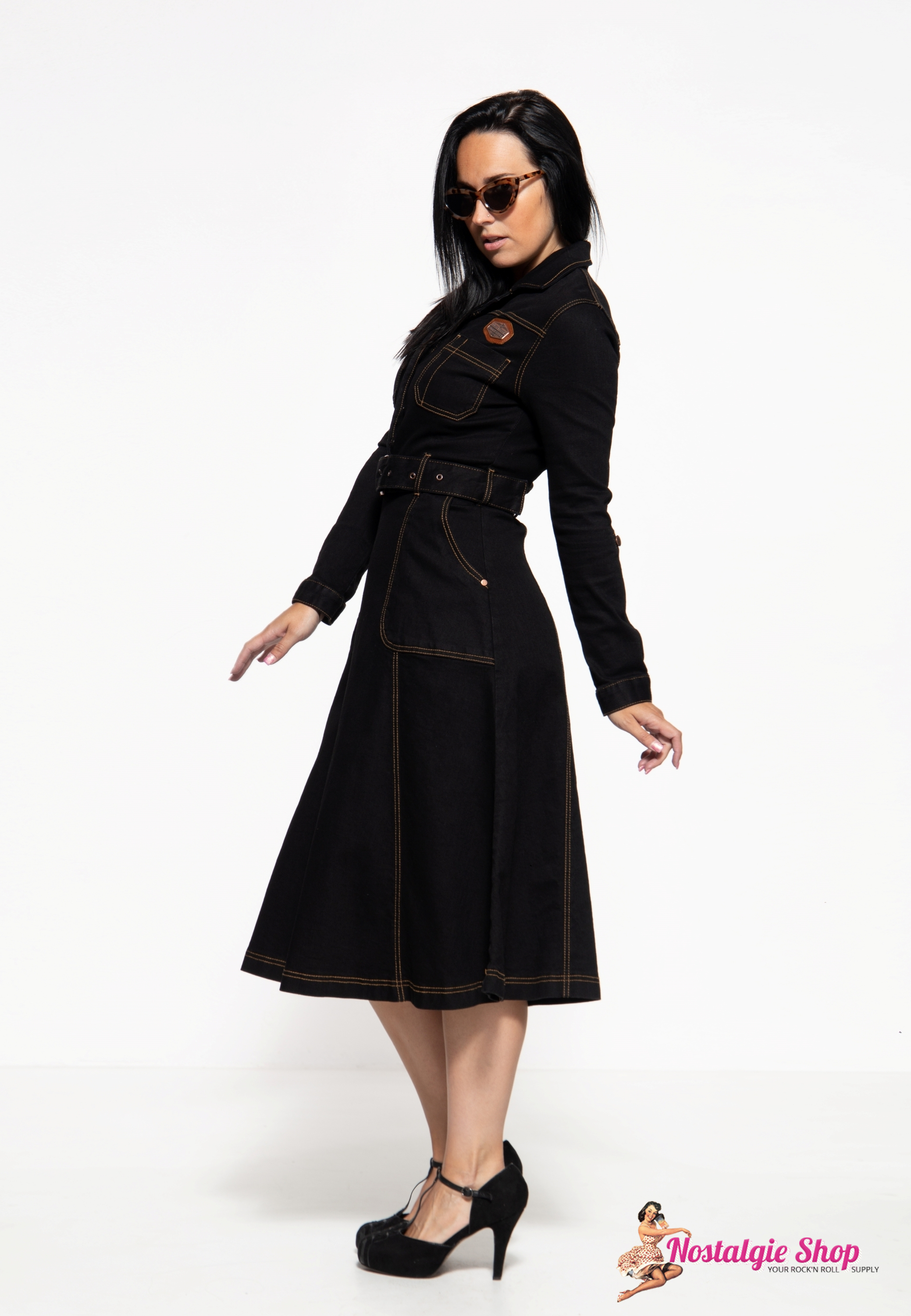 Queen Kerosin - Workwear Denim Swingkleid - Motor Queen Service