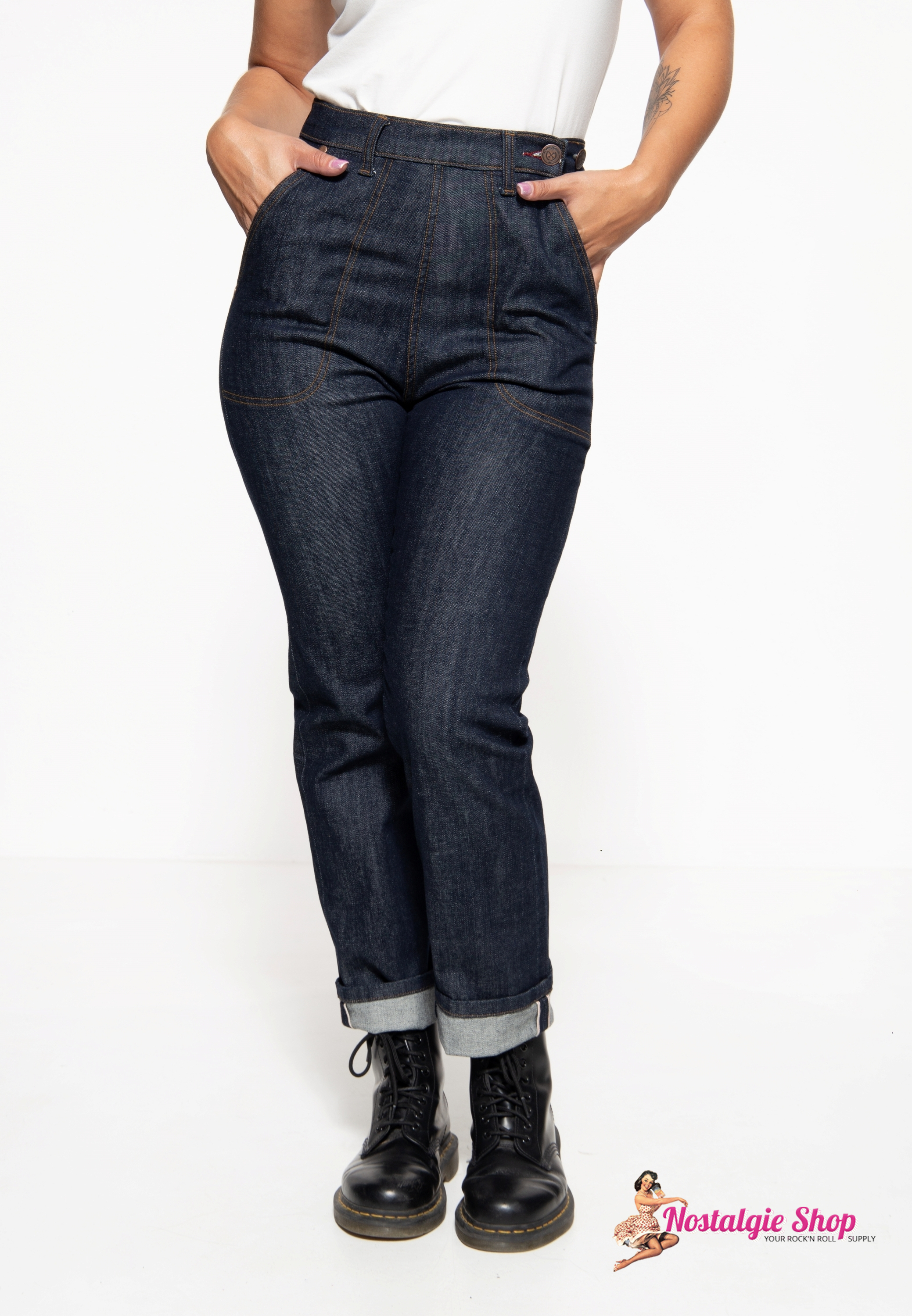 Queen Kerosin  50´s Vintage Jeans Red Selvedge - blue denim