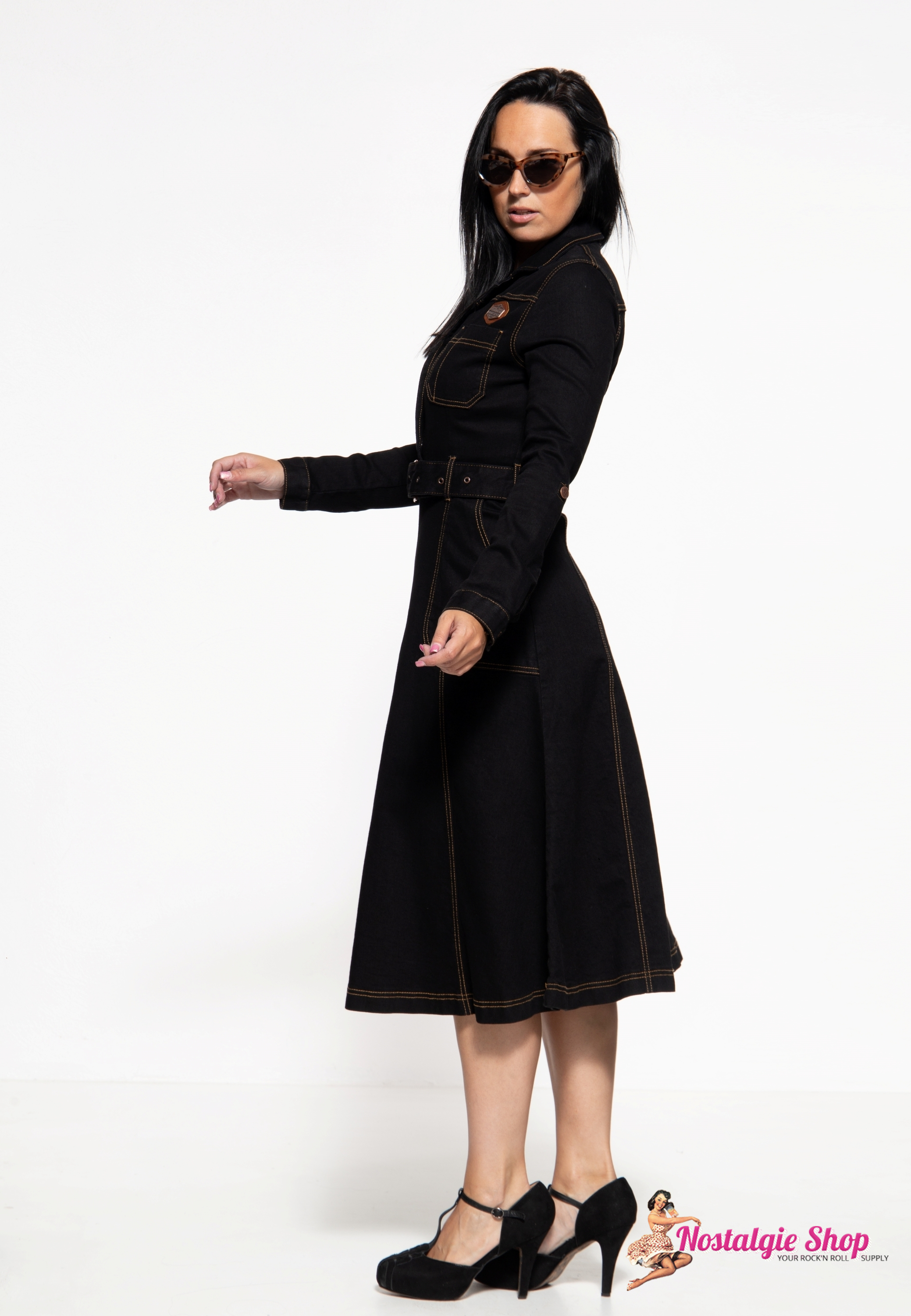 Queen Kerosin - Workwear Denim Swingkleid - Motor Queen Service