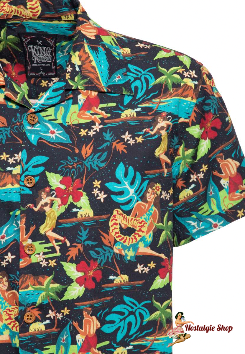 King Kerosin - HAWAIIHEMD Schwarz Retro