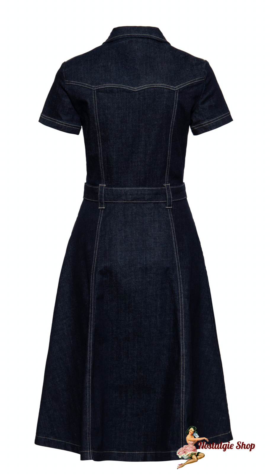 Queen Kerosin - Swingkleid blue Denim Kurzarm