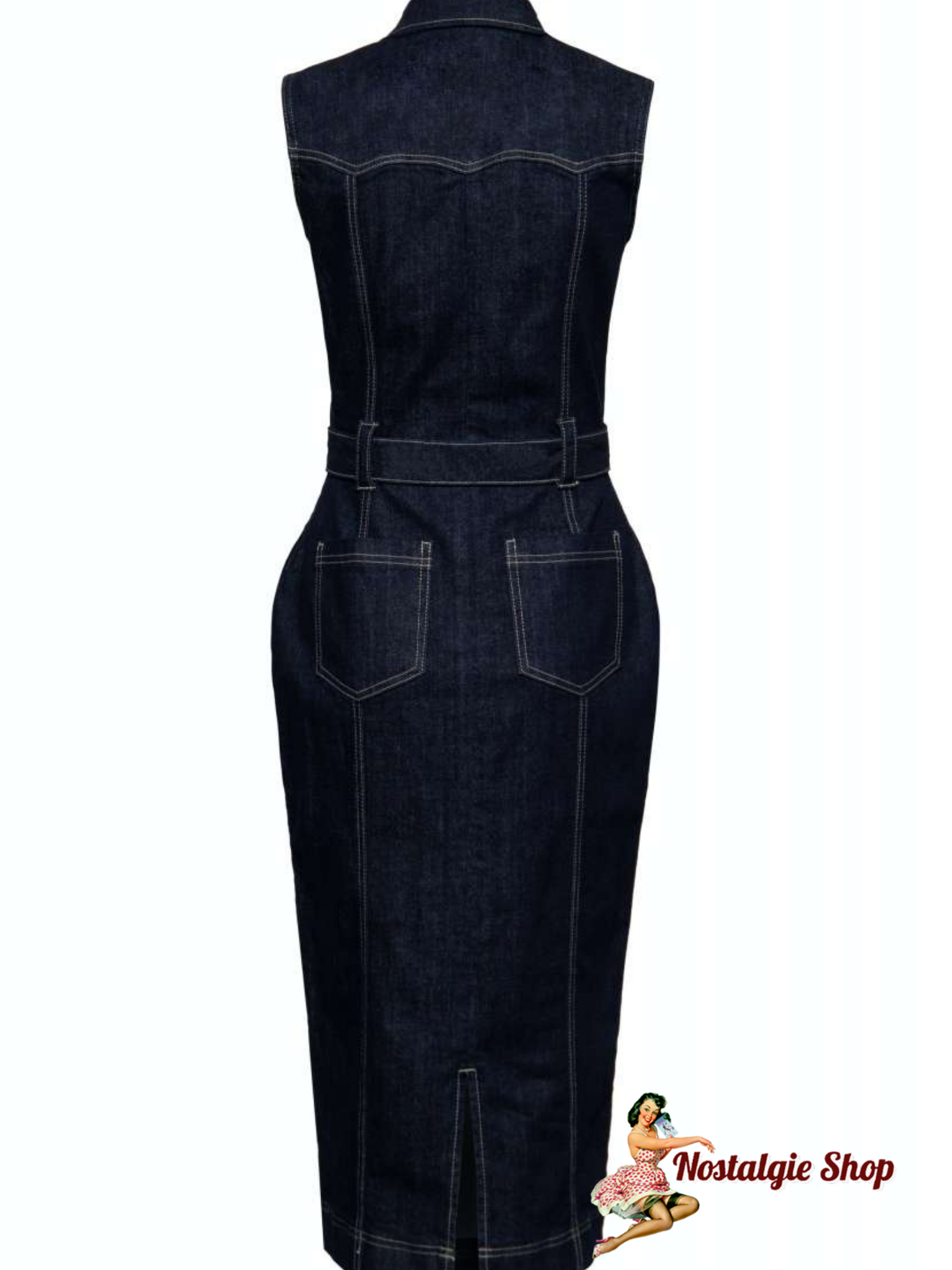 Queen Kerosin - Denim Bleistiftkleid Sleeveless