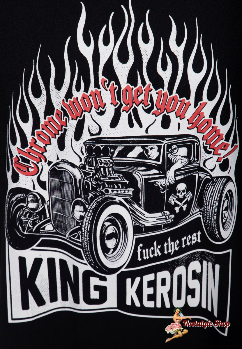 King Kerosin - T-SHIRT 'CHROME WON'T GET YOU HOME' IN SCHWARZ