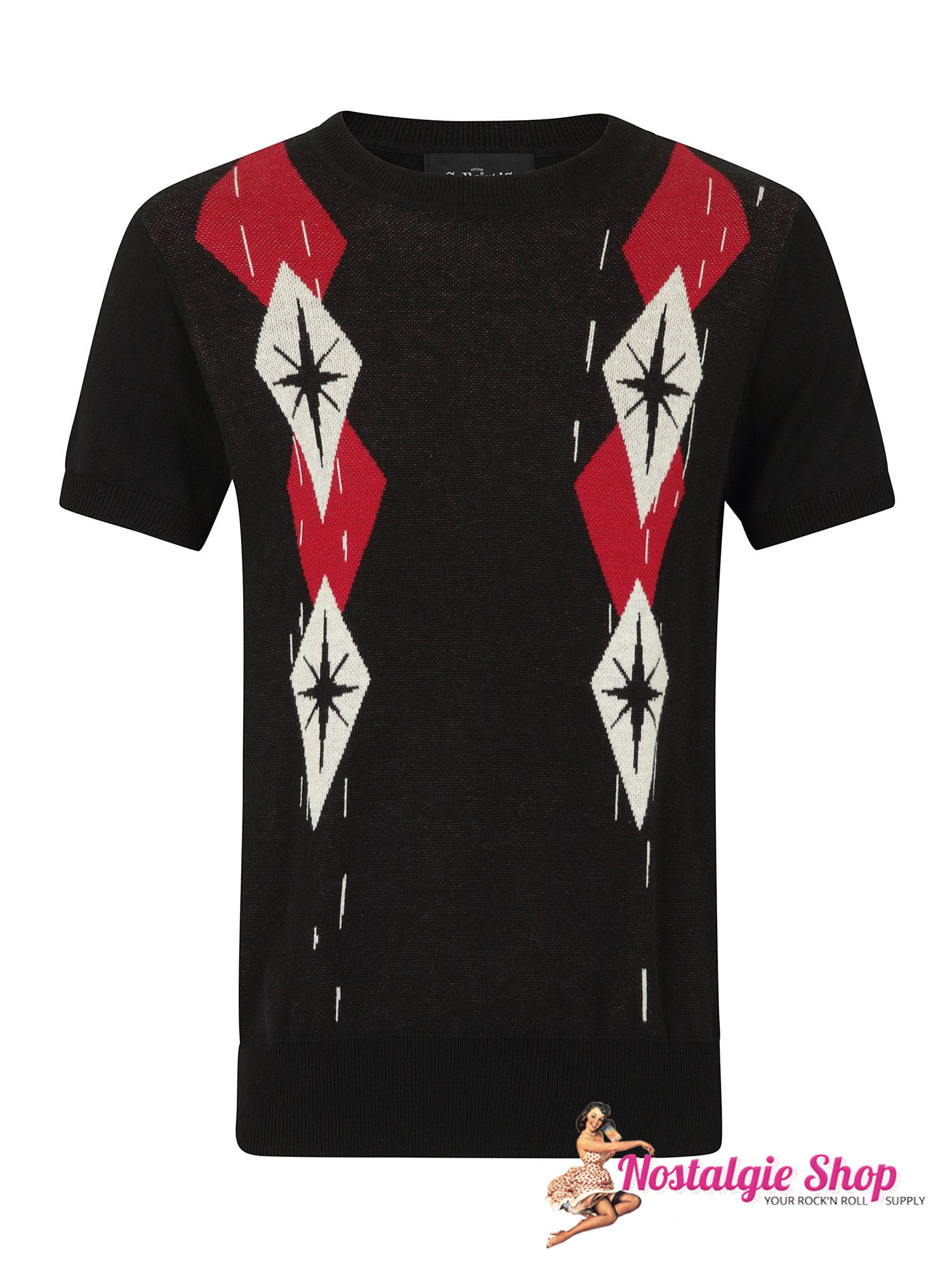 Collectif Vintage Männer Strickshirt - Scott Black Wall