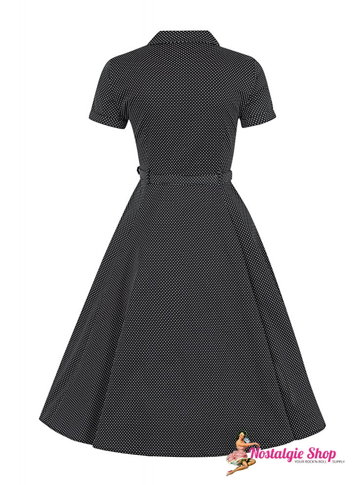 Caterina Mini Polka Dot Swing Kleid von Collectif schwarz
