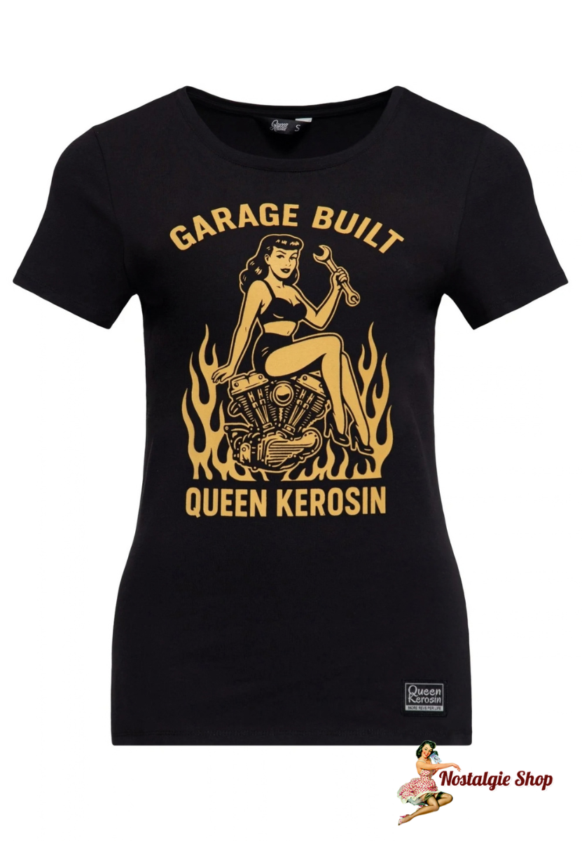 Queen Kerosin - T-Shirt 'Garage Built' in Schwarz
