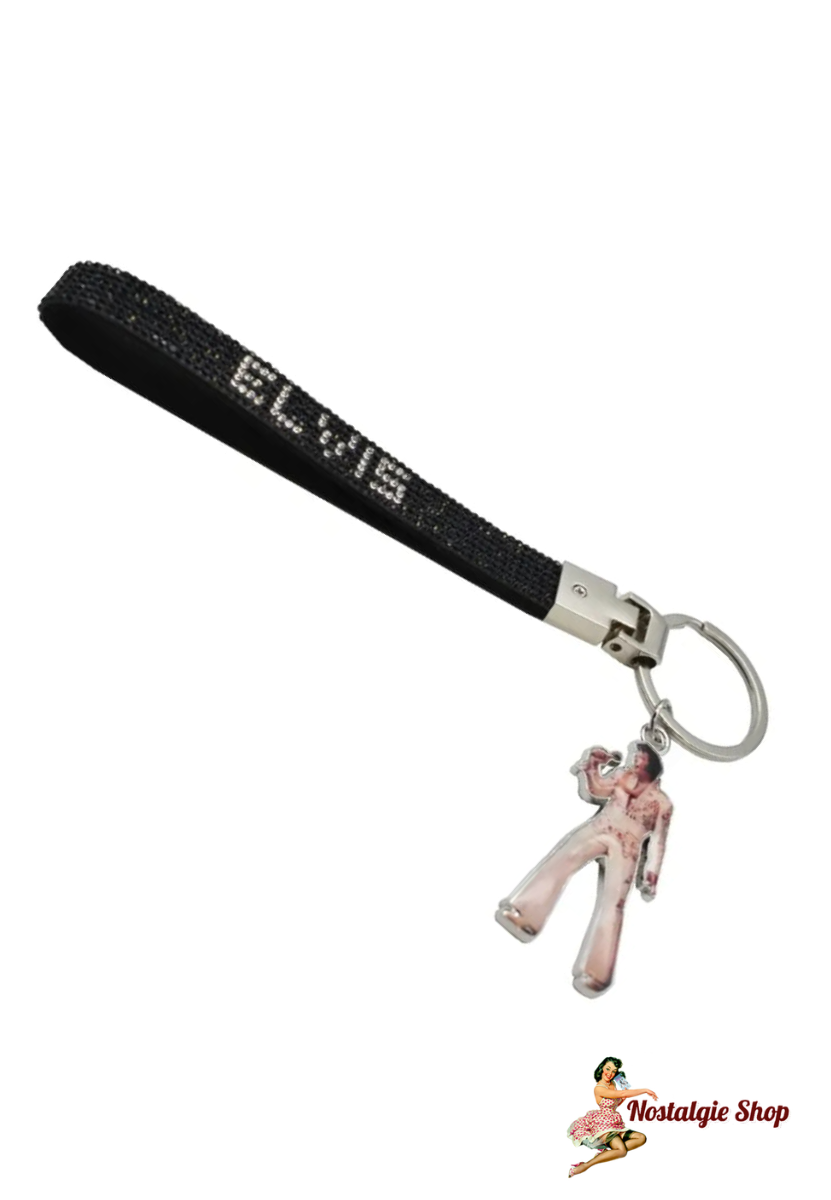 Direkt aus Memphis - Elvis Keychain - mit Rhinestones Black