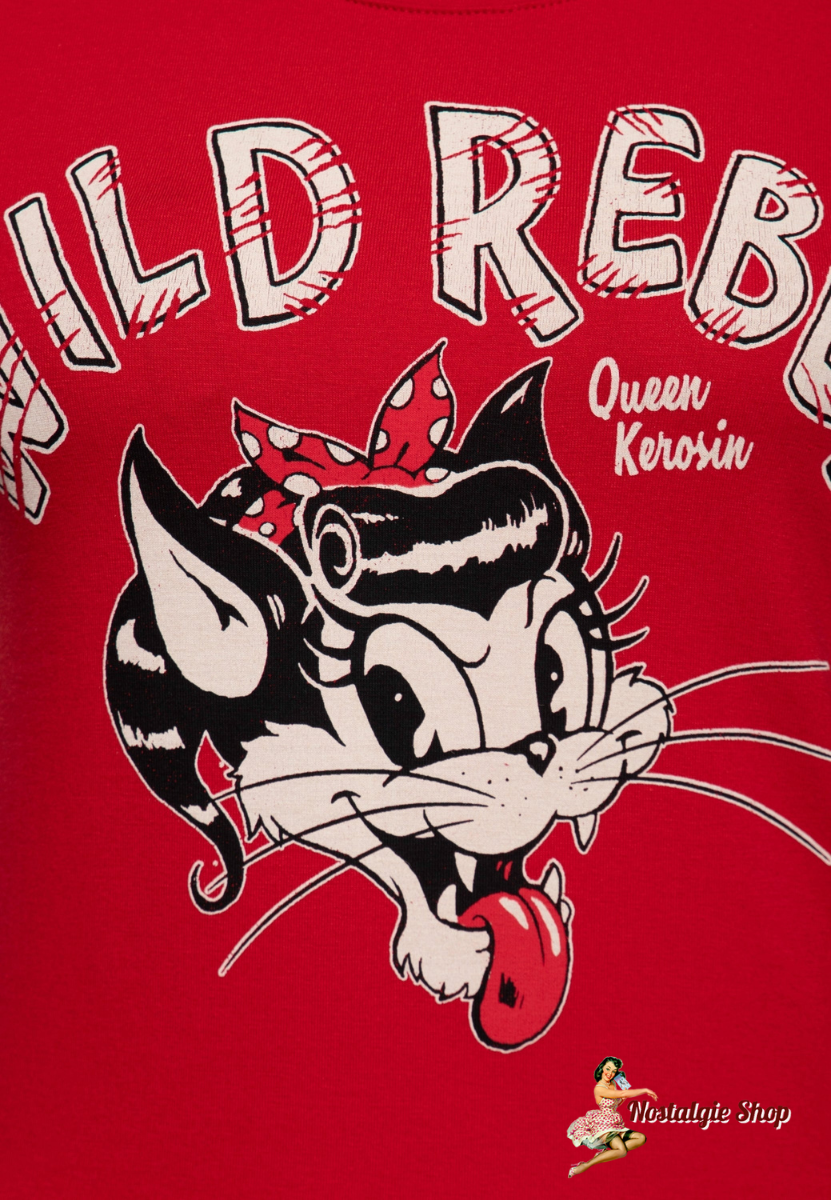 Queen Kerosin - BASIC T-SHIRT »WILD REBEL« rot