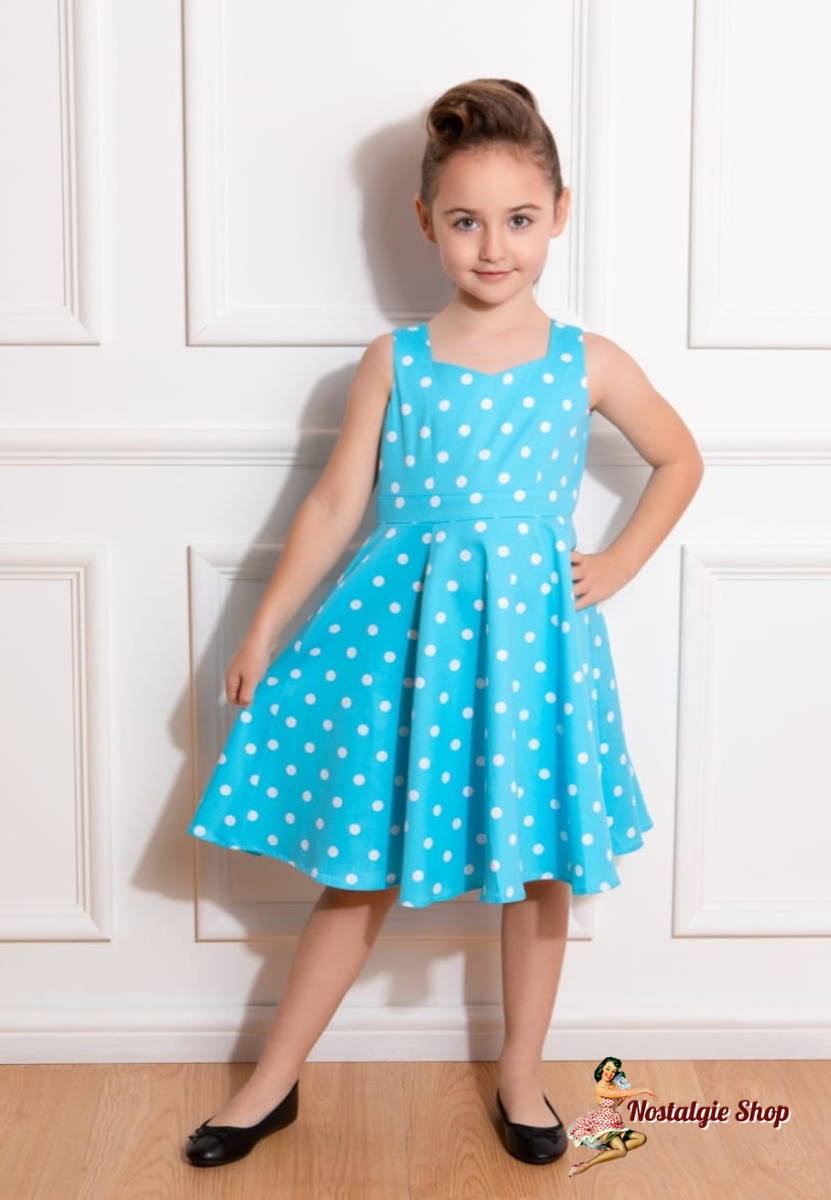 Hearts and Roses - Mädchen Swing-Kleid in Türkis