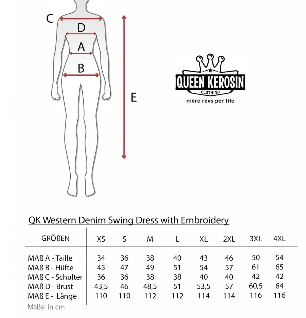 Queen Kerosin - 50s Swing Jeanskleid mit Stickerei