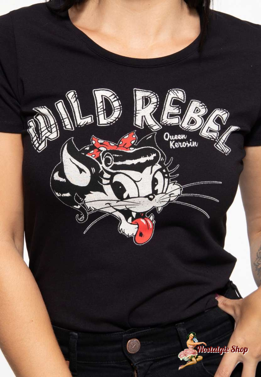 Queen Kerosin - BASIC T-SHIRT »WILD REBEL« Black