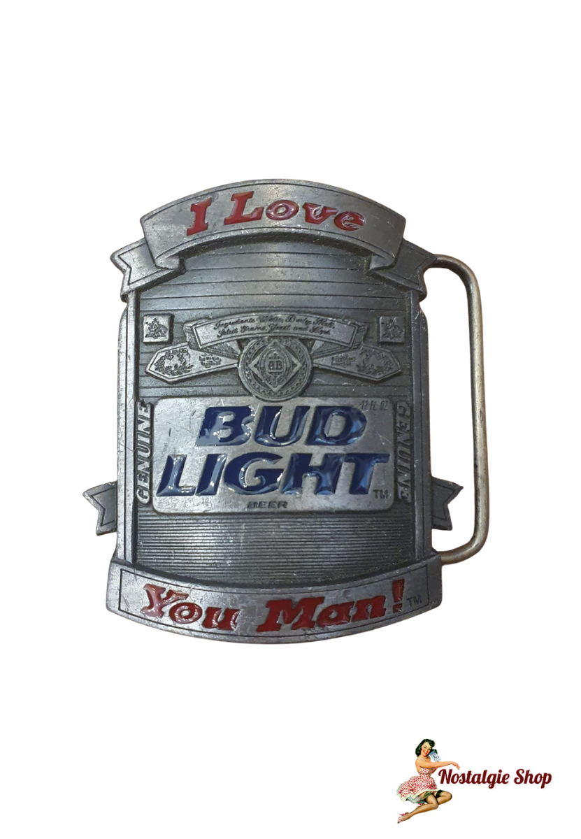 Vintage Bud Light Gürtelschnalle "I Love You Man!" – US Beer Buckle