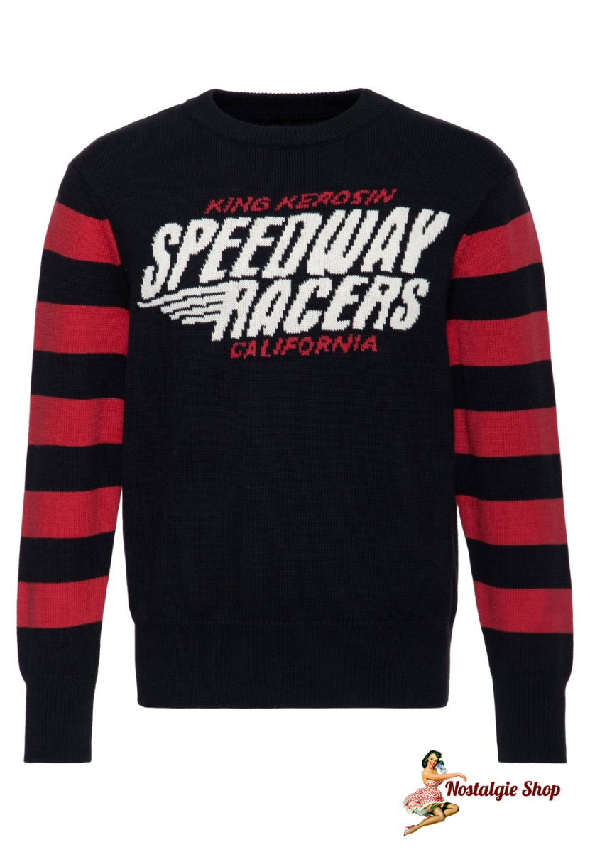 King Kerosin - Strickpullover 'Speedway Racers' in Schwarz