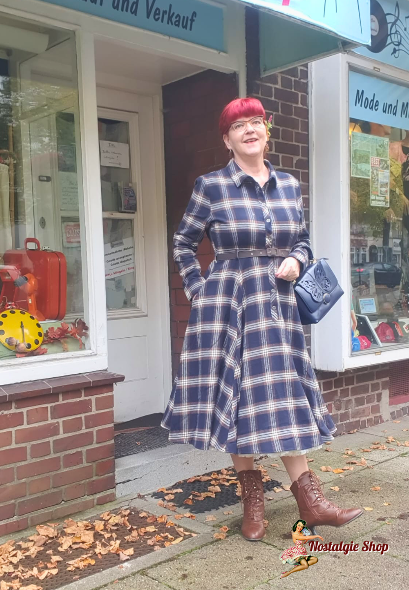 Queen Kerosin - Hemdblusenkleid 'Jayne' in Dunkelblau