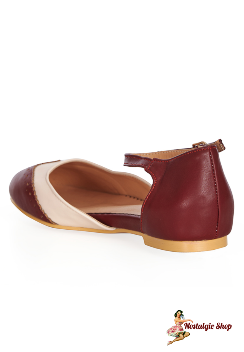 Banned - Bordeaux rote flache Damen Budapester