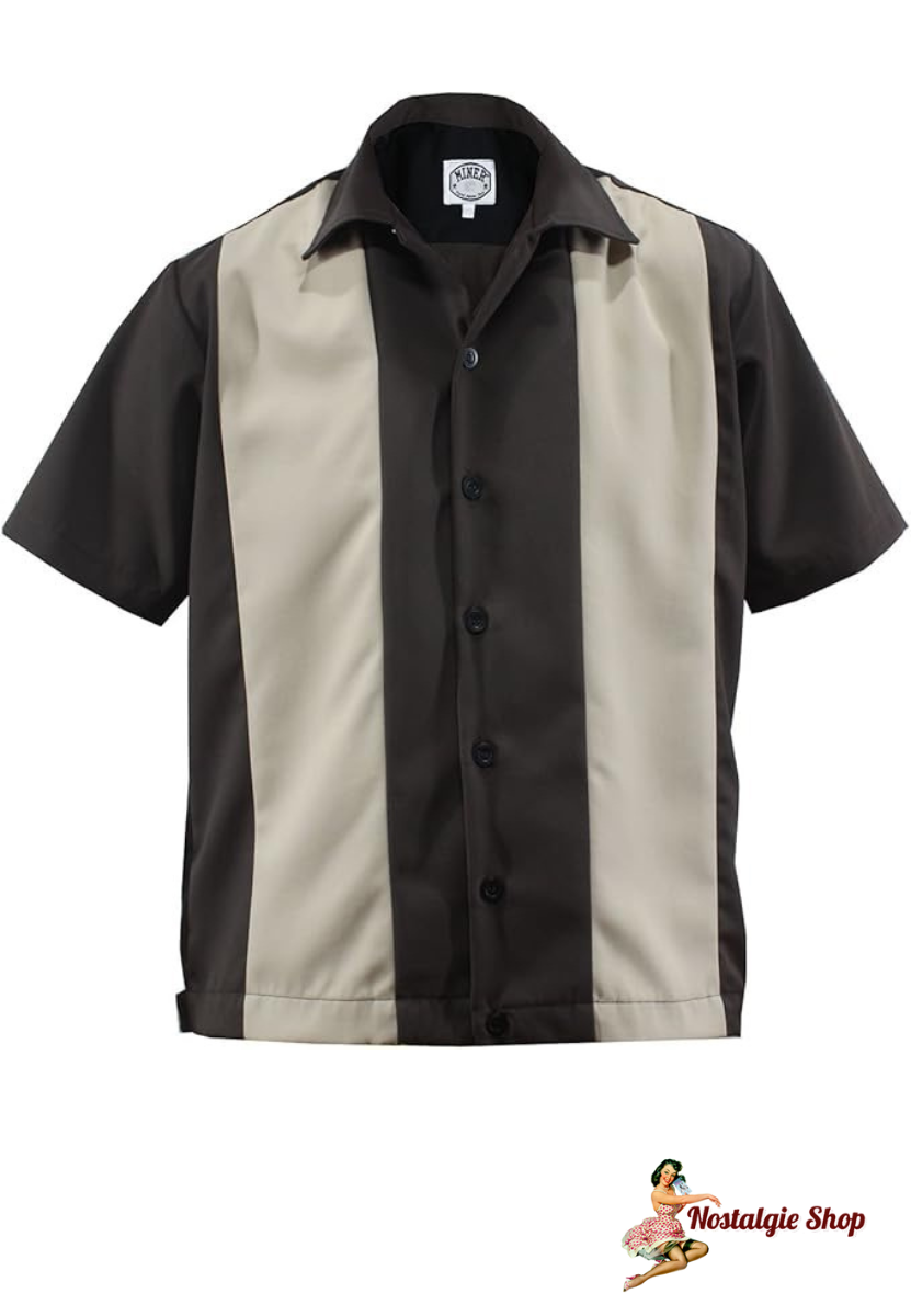 Miner 57 - Garbadin Hemden im Hepcat Style Dunkelbraun / Beige