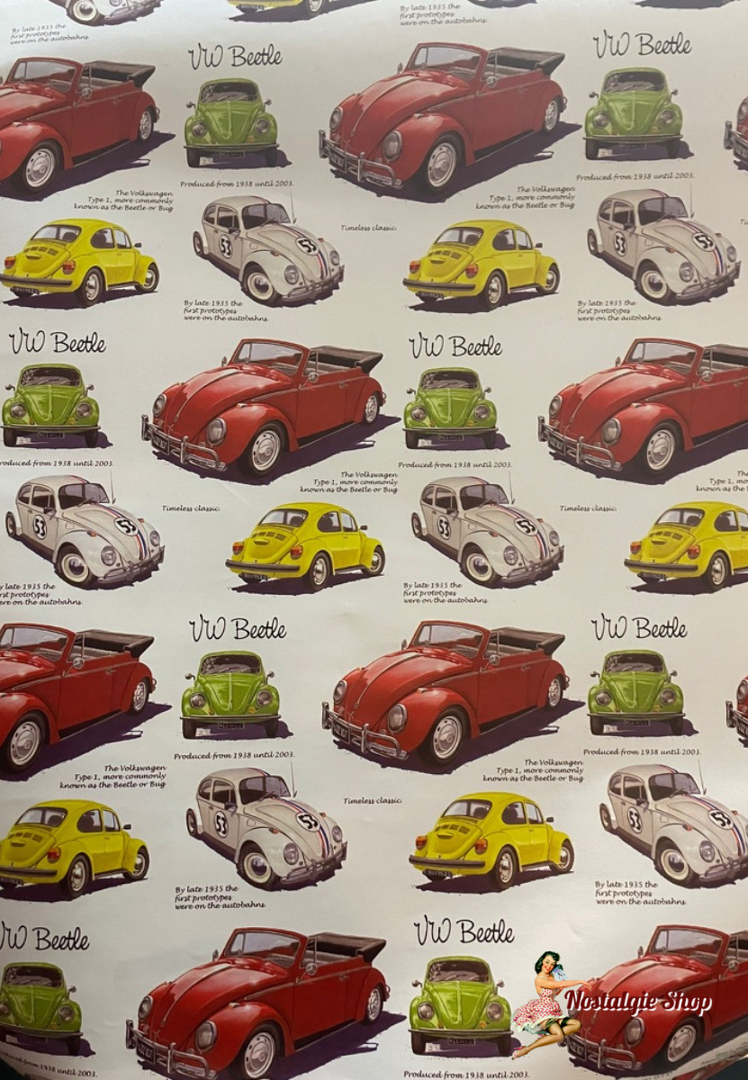 Geschenkpapierbögen - ,Käfer,US Car,Gitarren,Bike,Vintage Mode,Verschiedene Motive