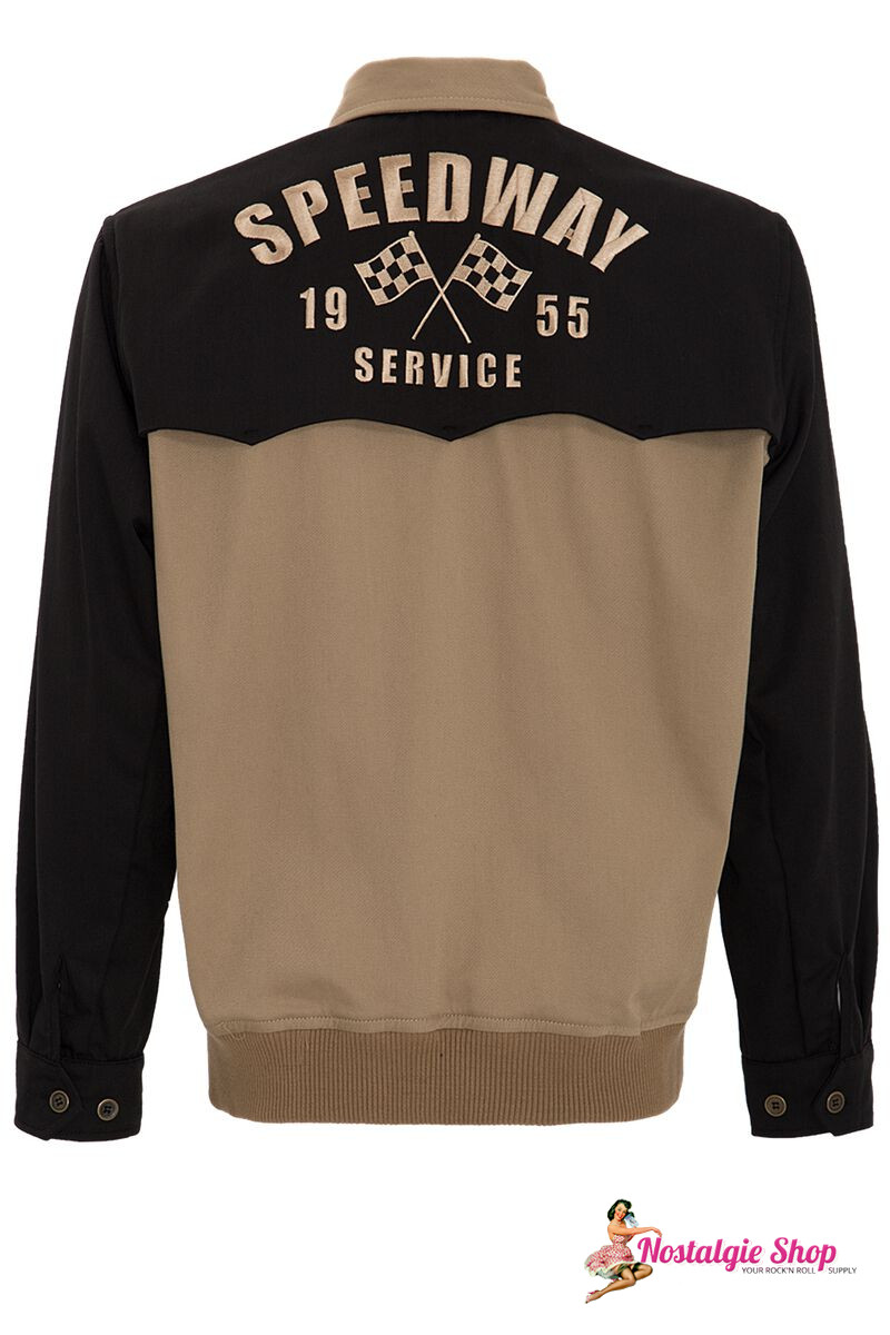 King Kerosin - Speedway two-tone Gabardine Blousonjacke - beige/schwarz