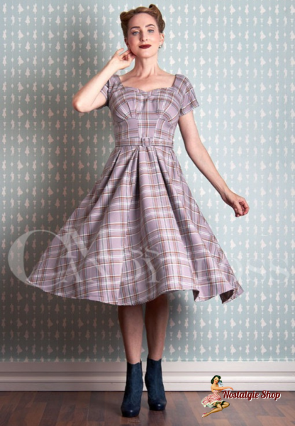 Miss Candyfloss - Phoebe-Wisteria Tartan swing dress