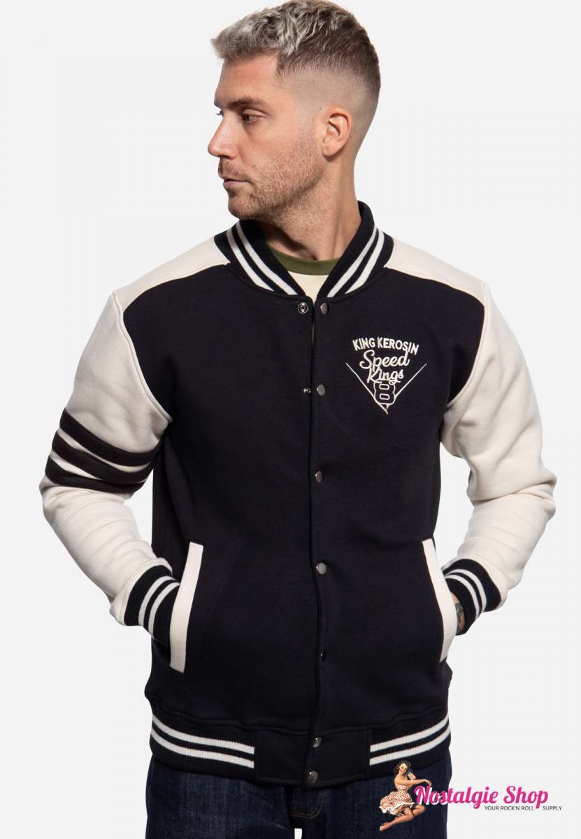 King Kerosin College Sweatjacket Speed Kings two tone with embroidery Nostalgieshop
