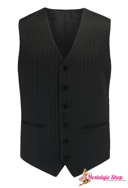 40s men's suit waistcoat by The Seamstress of Bloomsburry in black or blue with pinstripes