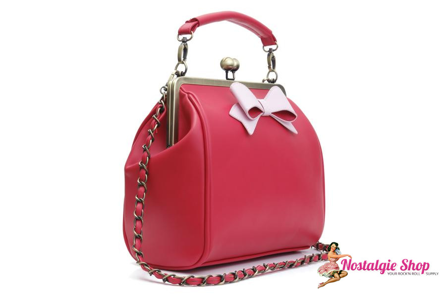 ubehag Udelade Effektivitet Lola Ramona Handbag "Mindy Retro" - red with pink bow | Nostalgieshop