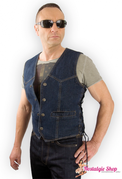 Running Bear Biker Jeansweste geschnürt