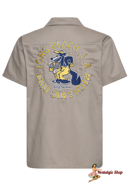 King Kerosin - WORKWEAR HEMD 'LONG BEACH MECHANIC DUDE' IN KHAKI