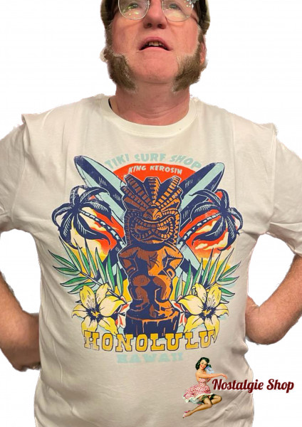 King Kerosin - Print Shirt "TikI Surf Shop" in Weiß